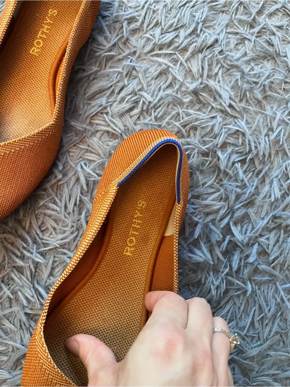 Rothy's Women's Pointed Knit Flats in Rust Orange Size 10